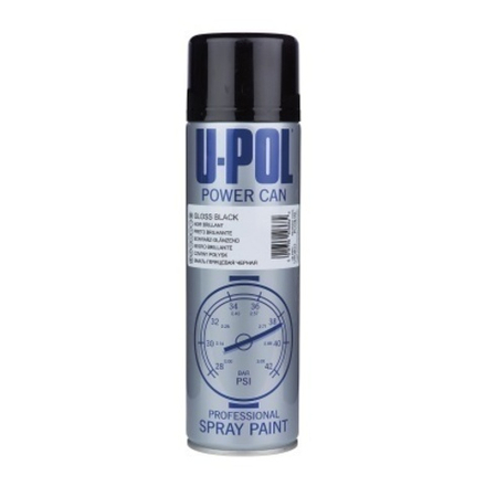 U-POL Эмаль полуматовая Power Can, черная, аэрозоль (500мл)