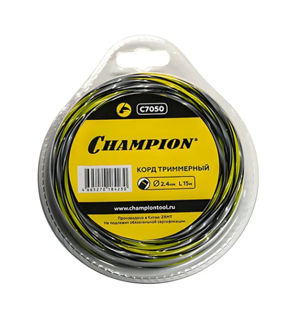 Корд триммер (леска) 3,0мм, 12м Champion витой квадрат