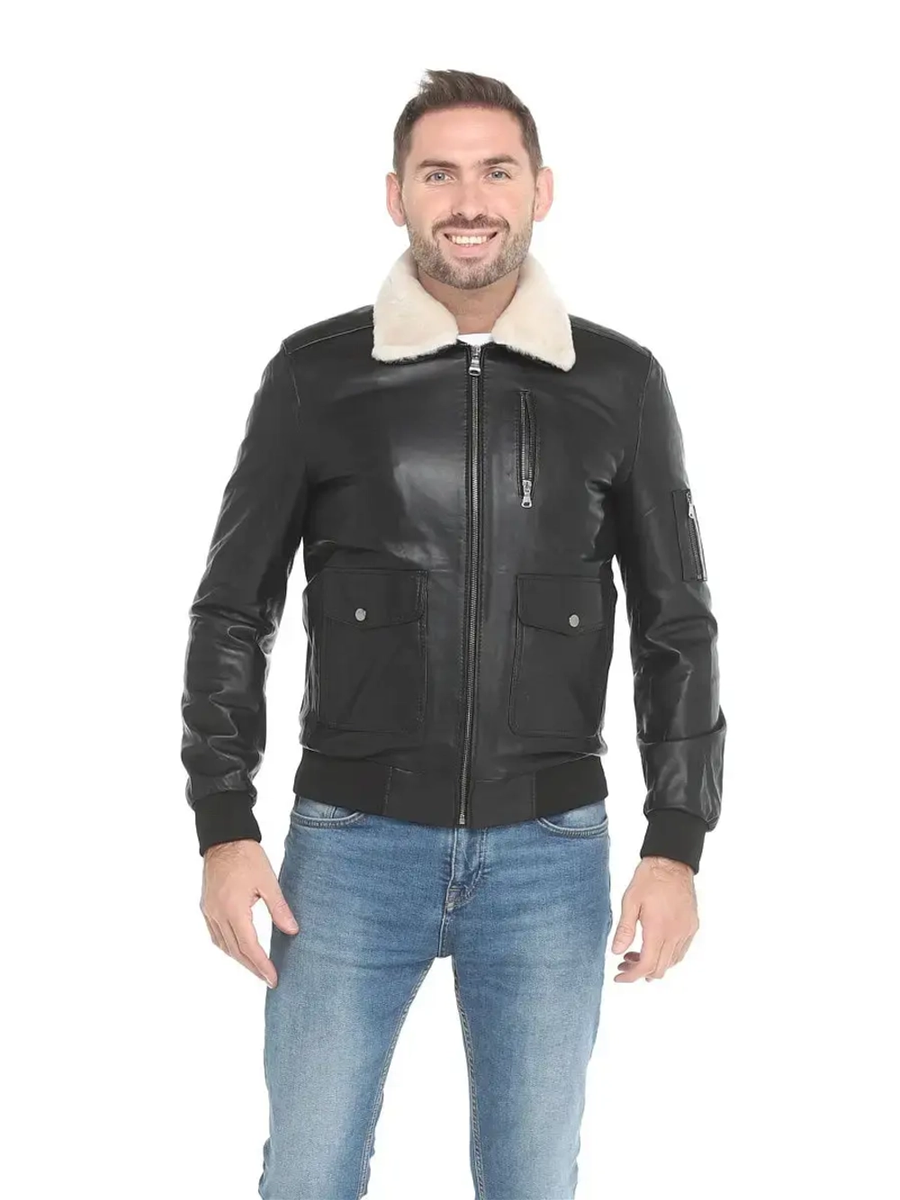 Мужская кожаная куртка / натуральная кожа ягненка / Турция