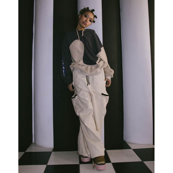 Брюки SoWhat Карго Широкие Плотные Молоко - фото 2