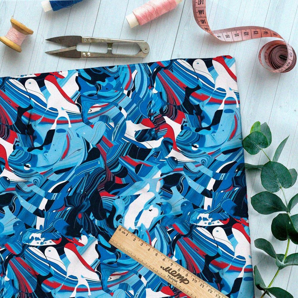 Ткань премиум габардин абстрактные отражения