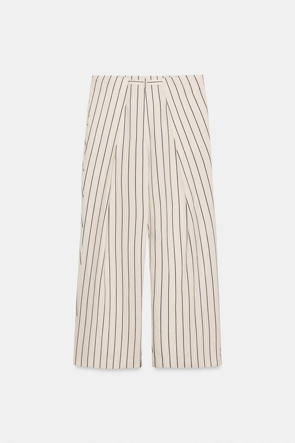 ZARA БРЮКИ В ПОЛОСКУ СО СКЛАДКАМИ — ZW COLLECTION, ЭКРЮ/ТЕМНО-СИНИЙ