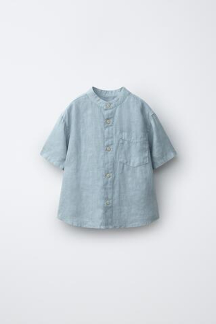 ZARA РУБАШКА ИЗ 100% ЛЬНА, СИНИЙ