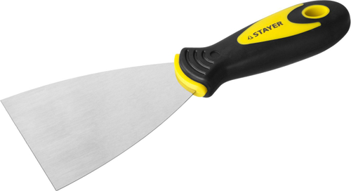 Шпатель STAYER ″MASTER″ нержавеющее профилированное полотно, 2к ручка, 100мм