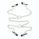 Серебристые зажимы для сосков и половых губ на тонкой цепочке (Цвет: серебристый)