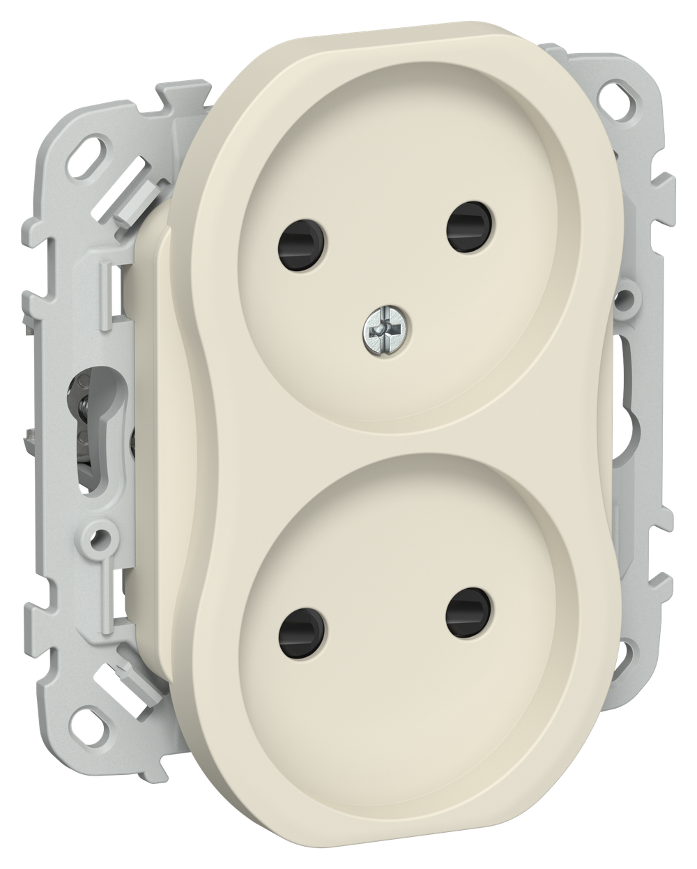 FLITE Розетка 2-местная без заземления с защитными шторками 10А РСш02-0-ФлСл сливочный IEK
