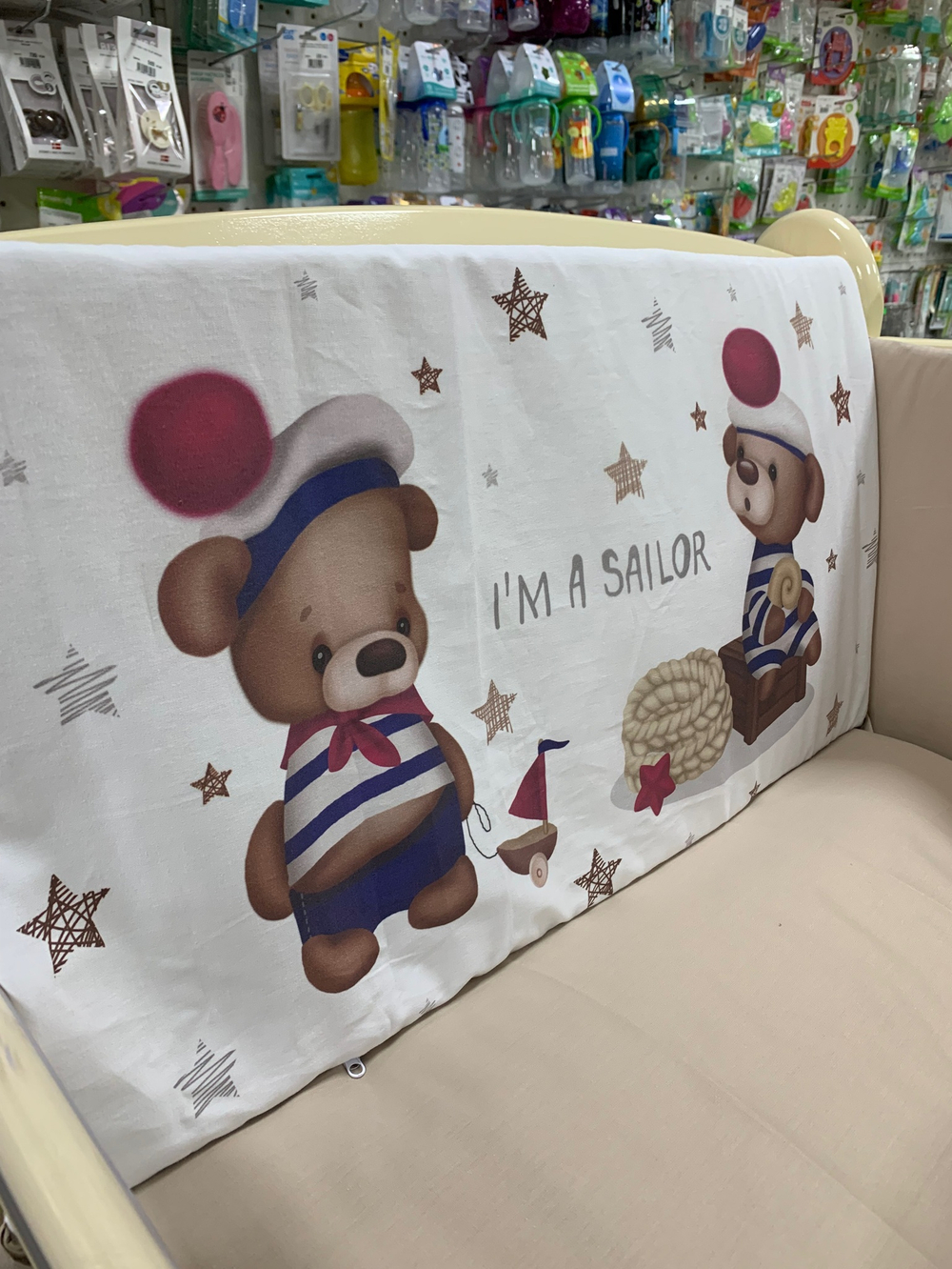 Комплект в кроватку 6 предметов "Моряк коричневый", сатин