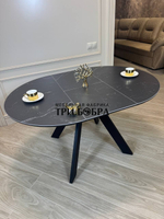 Круглый стол "Бонжур", керамогранит, черный мрамор