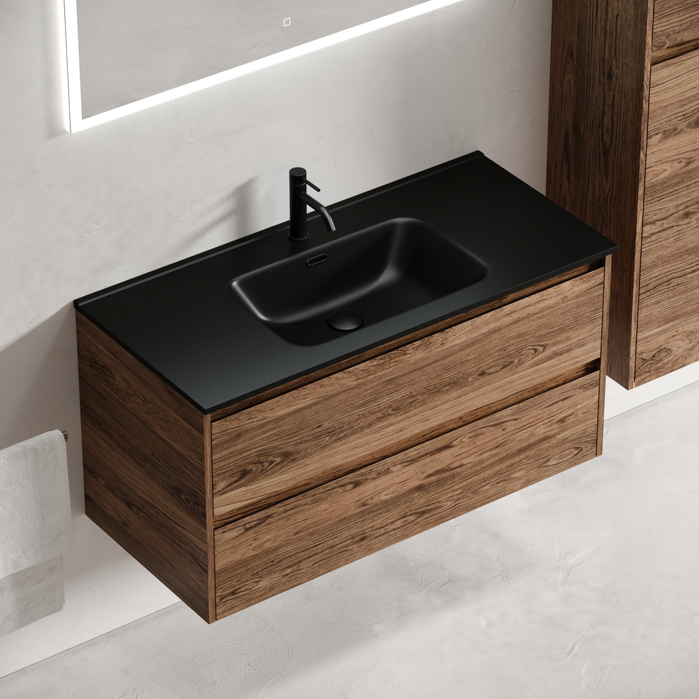 Тумба подвесная под раковину Sancos Libra, дуб чарльстон 990х450х500 мм