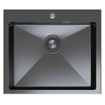 Мойка настол.монтаж 60х50 (3,0) вып 3 1/2  MIXLINE PRO с ФАСКОЙ 22см с сифоном (черный графит)