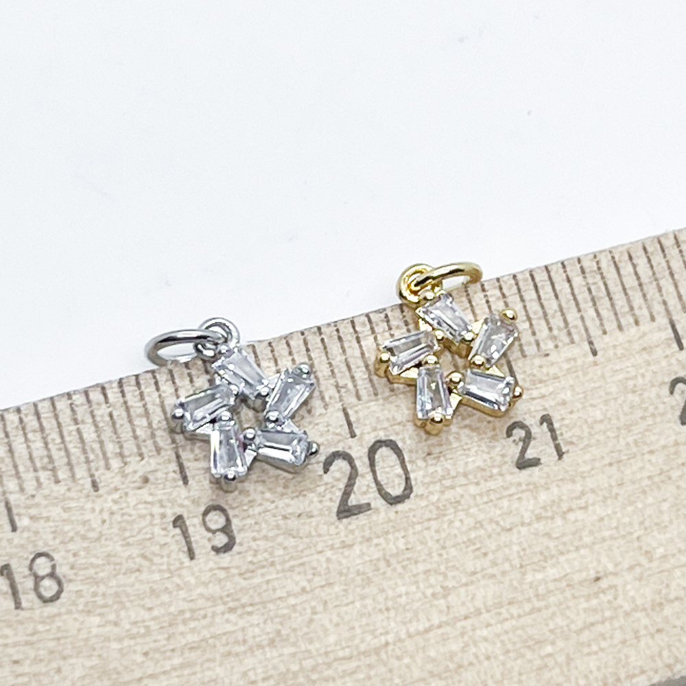 Подвеска Звезда, цвет серебро, фианиты, размер 11*8 мм, цена за 1 шт