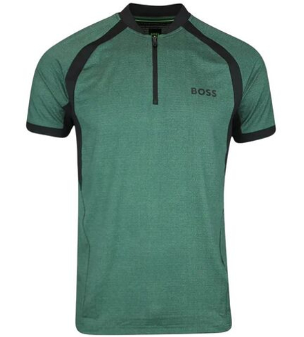 Мужская теннисная футболка BOSS MatchМяч TOC Zip-Neck Slim-Fit - open green