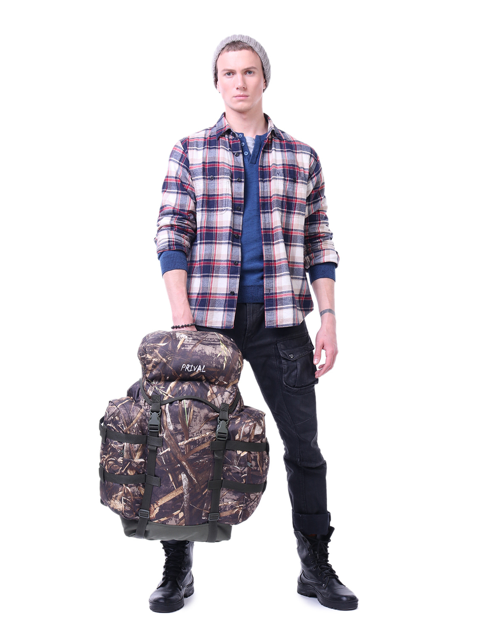 Рюкзак туристический Prival Кузьмич 45, камуфляж Лес