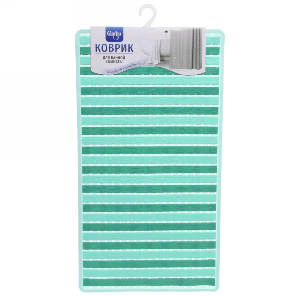 Коврик в ванну Селфи 68х38 ПВХ Лофт зеленый