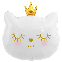 Шар с клапаном (11''/28 см) Мини-фигура, Котенок Принцесса, Белый, 5 шт. в уп.