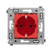 Розетка в стену, 2P+E, с з/ш, "Avanti", "Красный квадрат"