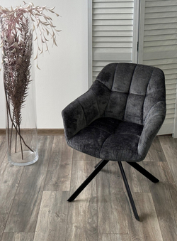 Стул ARVA 180 град. поворот. с возвратом, DAVIS HARMONY-90 Тем-серый, шенилл / Черный, ®DISAUR