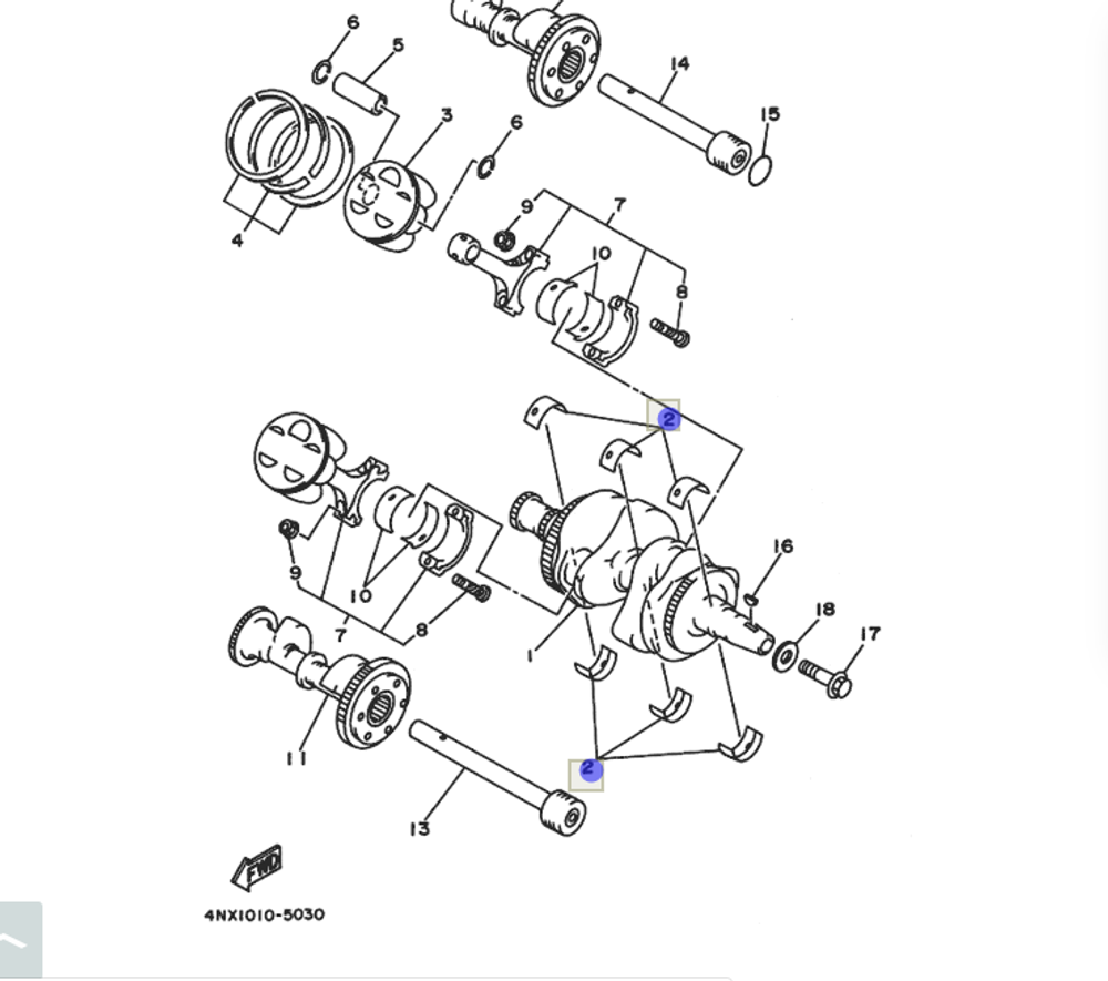 Вкладыш колен.вала Yamaha 3LD-11416-10-00