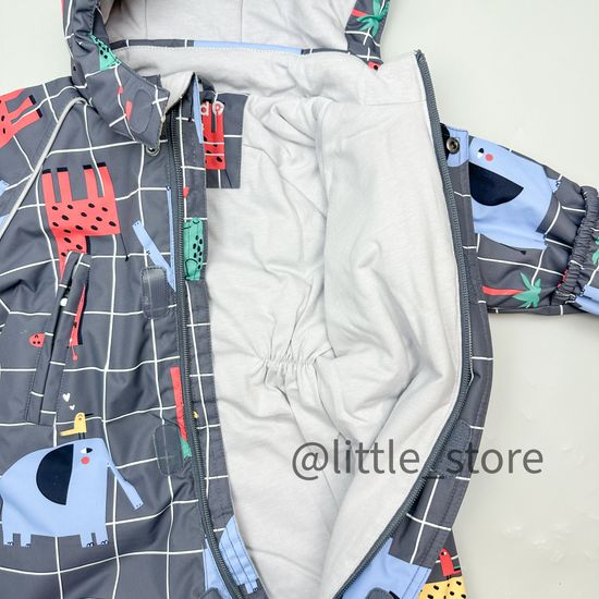 Комбинезон демисезонный "Звери на клетке" серый