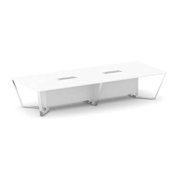 Steel Meet Стол переговорный прямоугольный MFK-PR.B.SP-14 Белый/МДФ Ультраматт Белый Бриллиант/Нержа