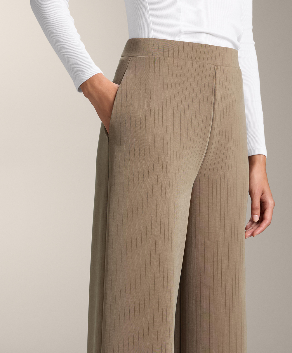 OYSHO Брюки прямого кроя с полосками из модала, мокко