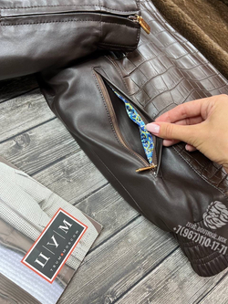 Меховая куртка со вставками кожи крокодила Zilli