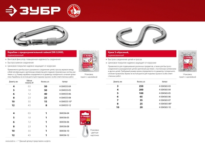 ЗУБР DIN 5299D, 5 мм, 50 шт, карабин с предохранительной гайкой (4-304555-05)