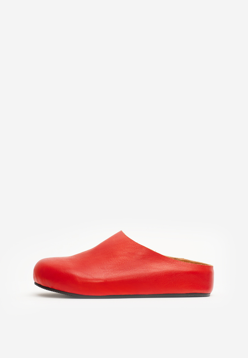 mule red leather