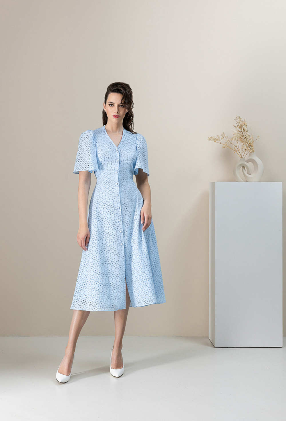 Хлопковое платье голубое 06-01-23 SS