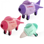 Точилка Yalong, пластиковая с ластиком и контейнером, "Самолеты-космолеты", 1 отверстие, ассорти, инд. упак. пвх, 16 шт в карт упак