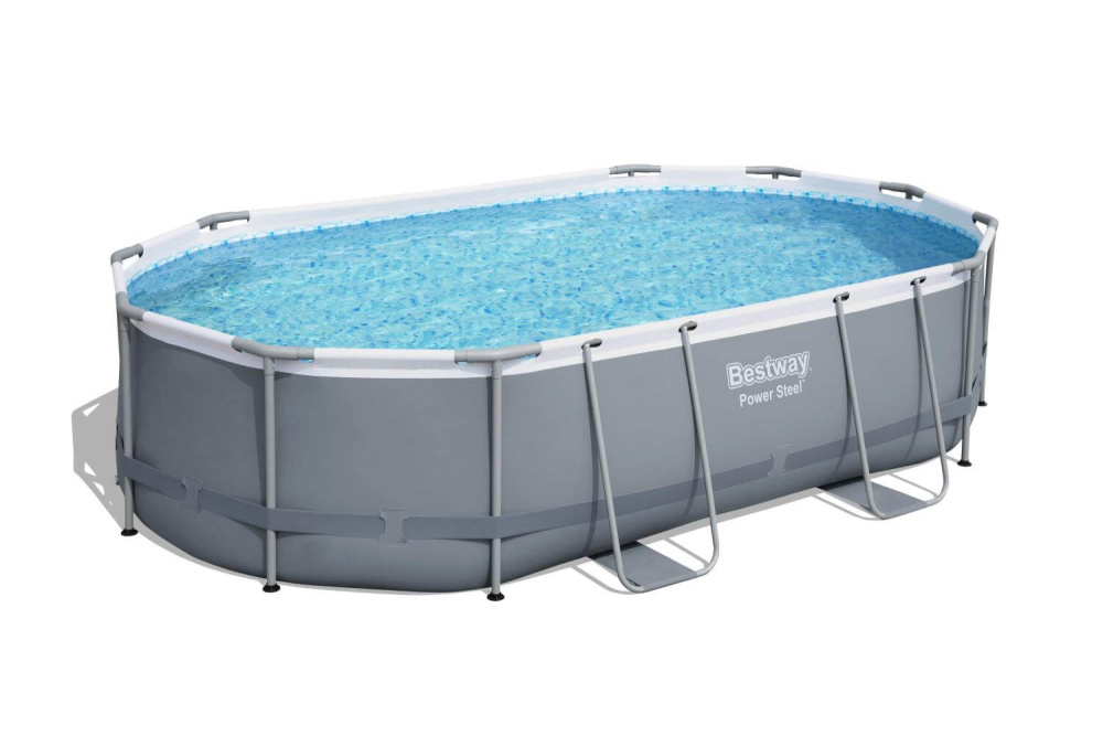 Каркасный овальный бассейн Bestway 488х305х107 см + фильтр-насос 3028 л/ч, лестница, тент (56448 BW)