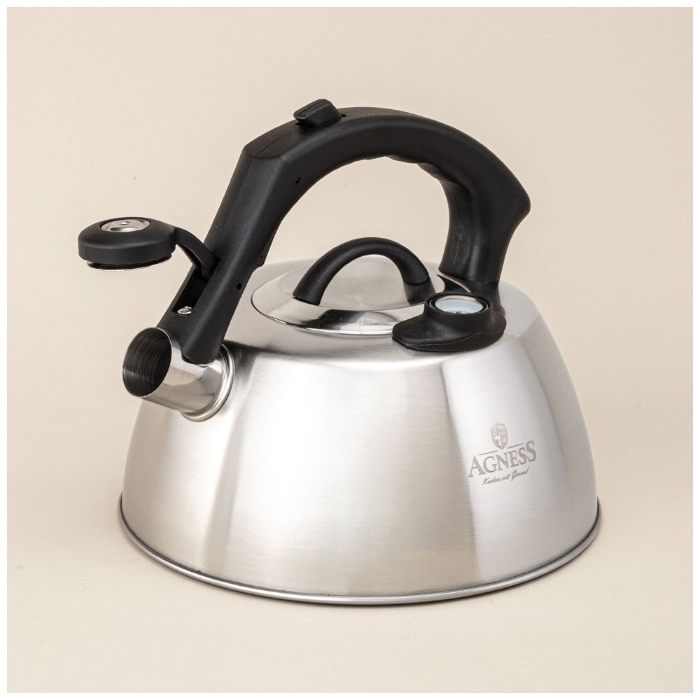 ЧАЙНИК AGNESS СО СВИСТКОМ, 2,80Л ТЕРМОАККУМУЛИРУЮЩЕЕ ДНО,ИНДУКЦИЯ,ВСТРОЕННЫЙ ТЕРМОМЕТР