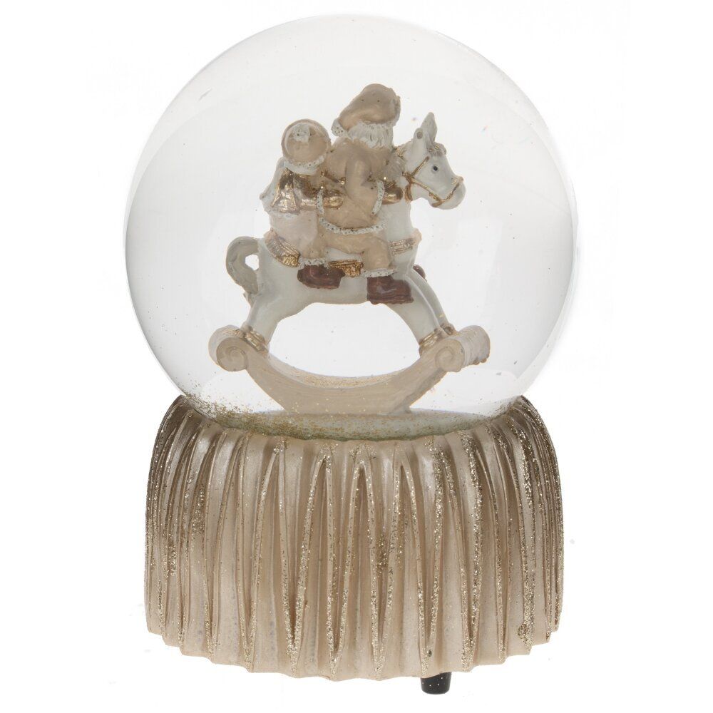 GAEM Фигурка декор в стекл шаре "Дед Мороз на лошадке" (муз с ключ), D 9 см, L9,5 W9,5 H14 см