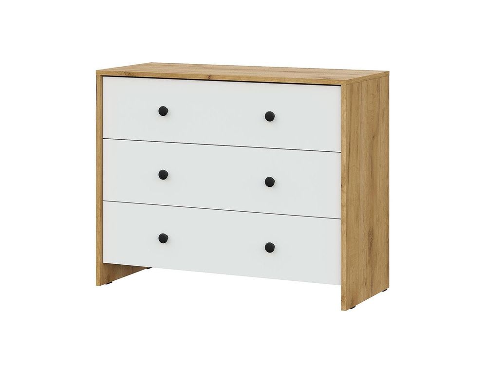 Дольче комод 3 ящика / Дуб золотой/Белый