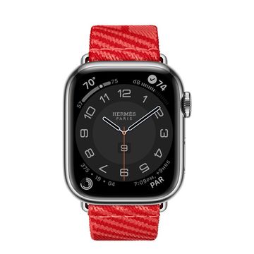 Apple Watch Hermès 41mm Silver Stainless Steel Case with Jumping Single Tour Rose Texas/Rouge Piment