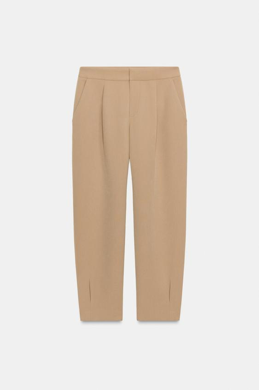 ZARA БРЮКИ CARROT С ЗАЩИПАМИ, РЫЖЕВАТО-КОРИЧНЕВЫЙ