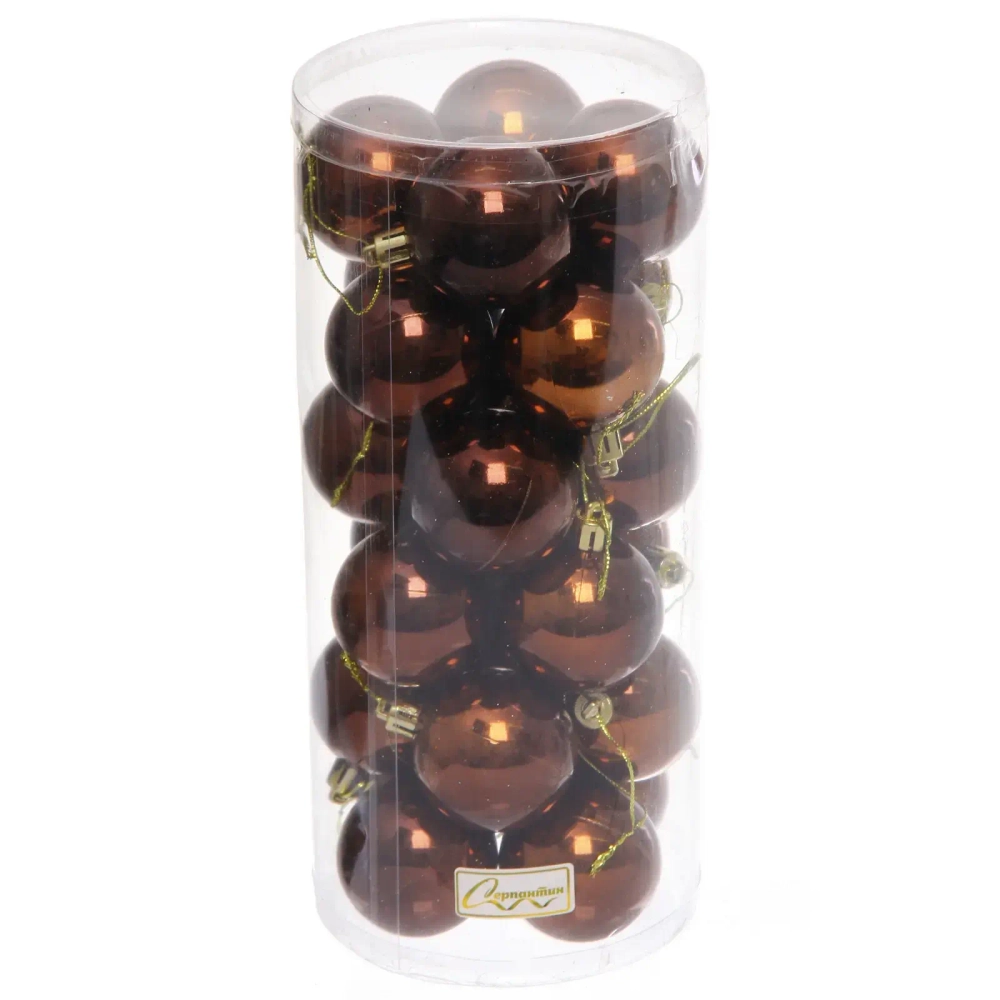 Новогодние шары 5 см (набор 24 шт) «Глянец», шоколад