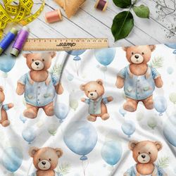 Ткань премиум дюспо медведи в воздушных шарах