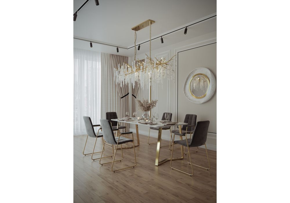 Керамический стол Селена 1 140х80х77 белый мрамор / золото