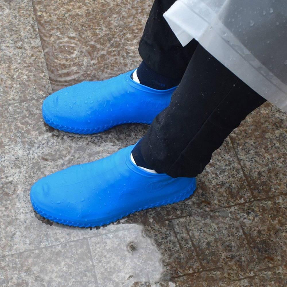 Многоразовые бахилы синие Shoescondom толстый силикон