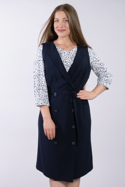 Офисный сарафан 2654ЛЕ, Тёмно тёмно син #70ТТСи082654ЛЕ