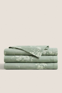 ZARA HOME ЦВЕТОЧНАЯ СКАТЕРТЬ, ЗЕЛЕНЫЙ/СИНИЙ