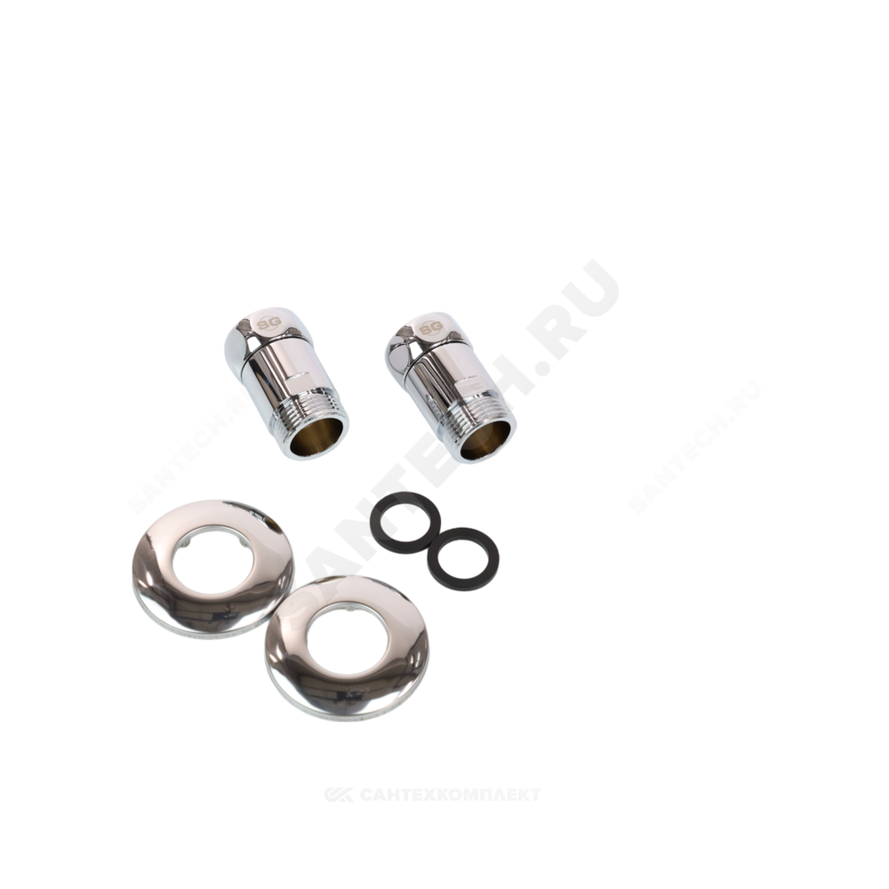 Соединитель для полотенцесушителя латунь Ду 32 1 1/4"x1 1/4" нак/гайка/НР прямой хром Элит-Металл SMT731SCH1212
