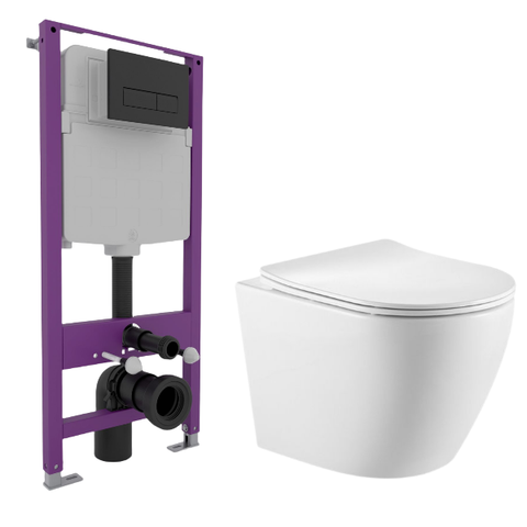 Комплект Set Triton Verso TR-VO-1832 (Унитаз + инсталляция + кнопка черная)