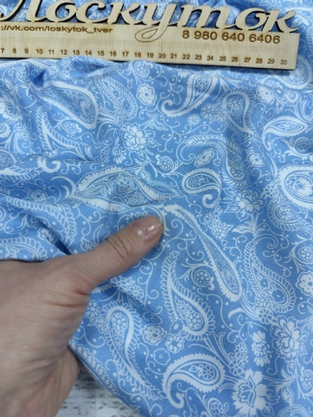 Штапель /  Огурцы на голубом