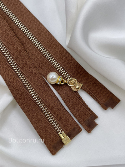 Молния коричневая золото жемчуг