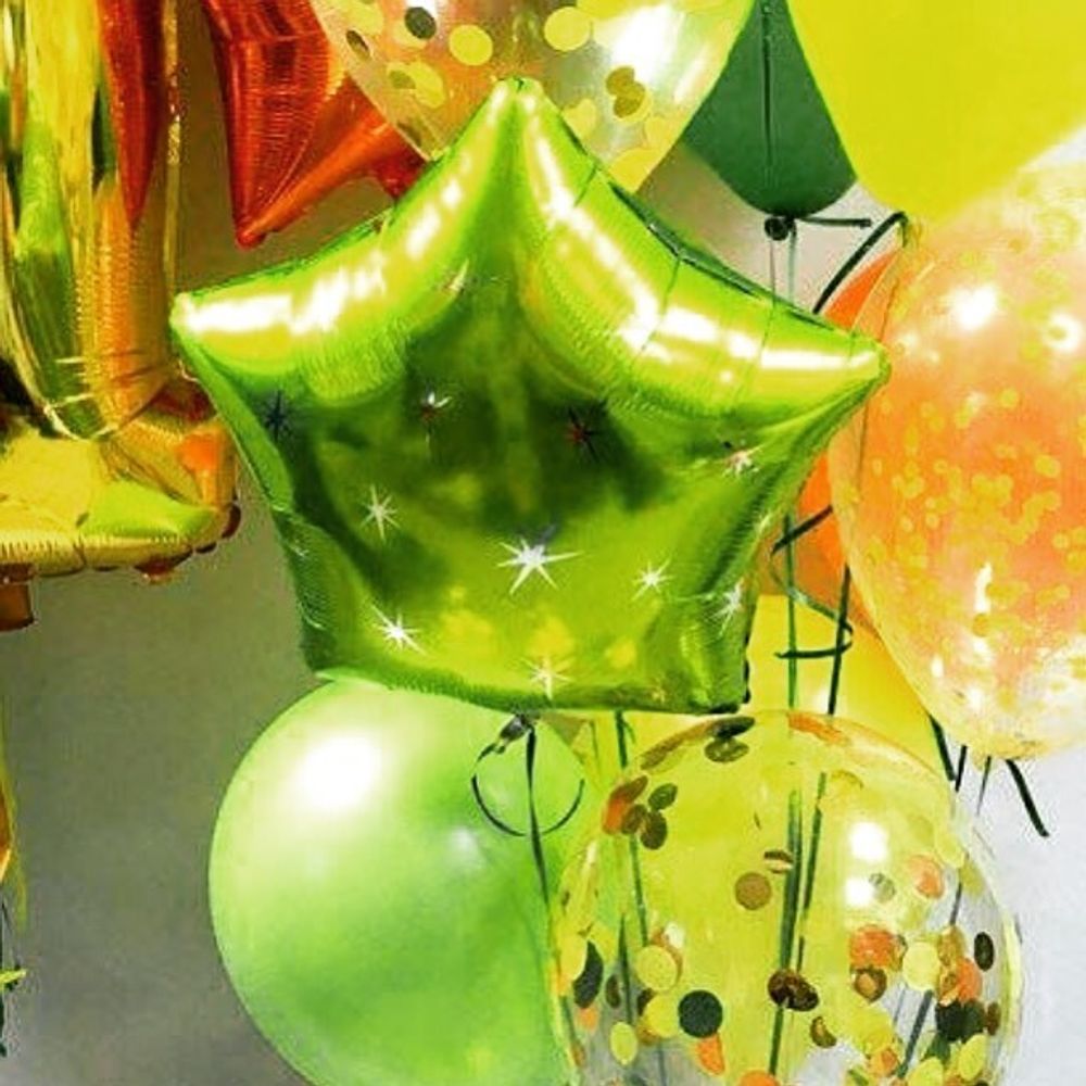 Шар (18"/46 см) Звезда, Лайм 1 шт.