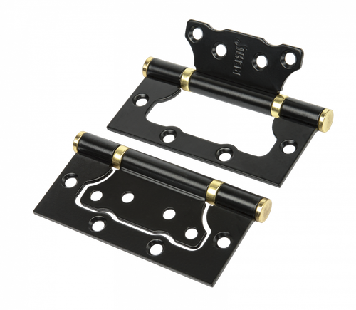 [ТОВАРА НЕТ В НАЛИЧИИ] Петля накладная Ренц RENZ 100- 2BBFH B/PBбезВР, цвет черный/латунь блестящая (гарантия - 12 месяцев)