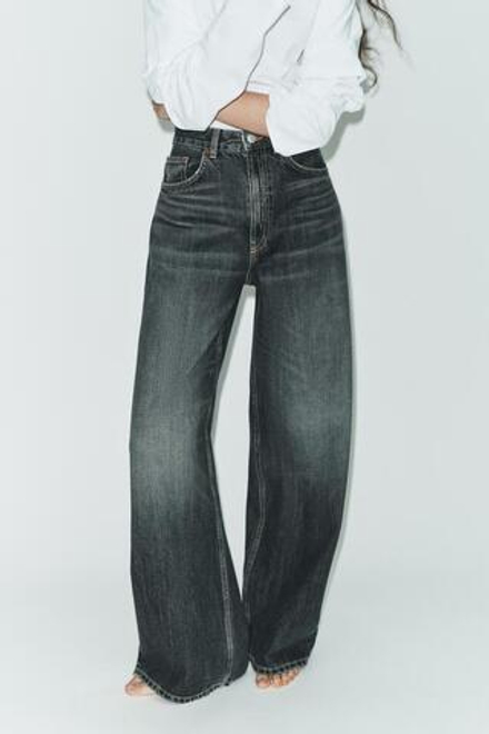 ZARA ДЖИНСЫ TRF EXTRA WIDE-LEG С ВЫСОКОЙ ПОСАДКОЙ, СИНИЙ