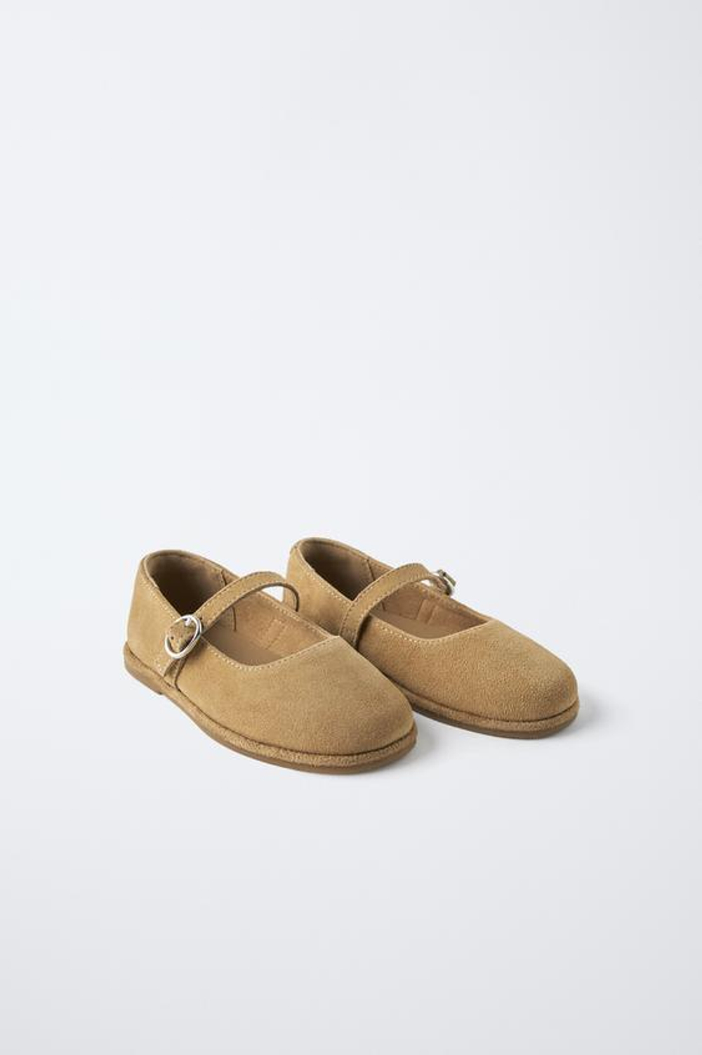 ZARA КОЖАНЫЕ БАЛЕТКИ, ПЕСОЧНО-КОРИЧНЕВЫЙ